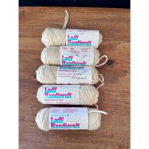 Lady Handicraft Needlepoint Yarn 100% Virgin Wool Bone White Lot of 5 New